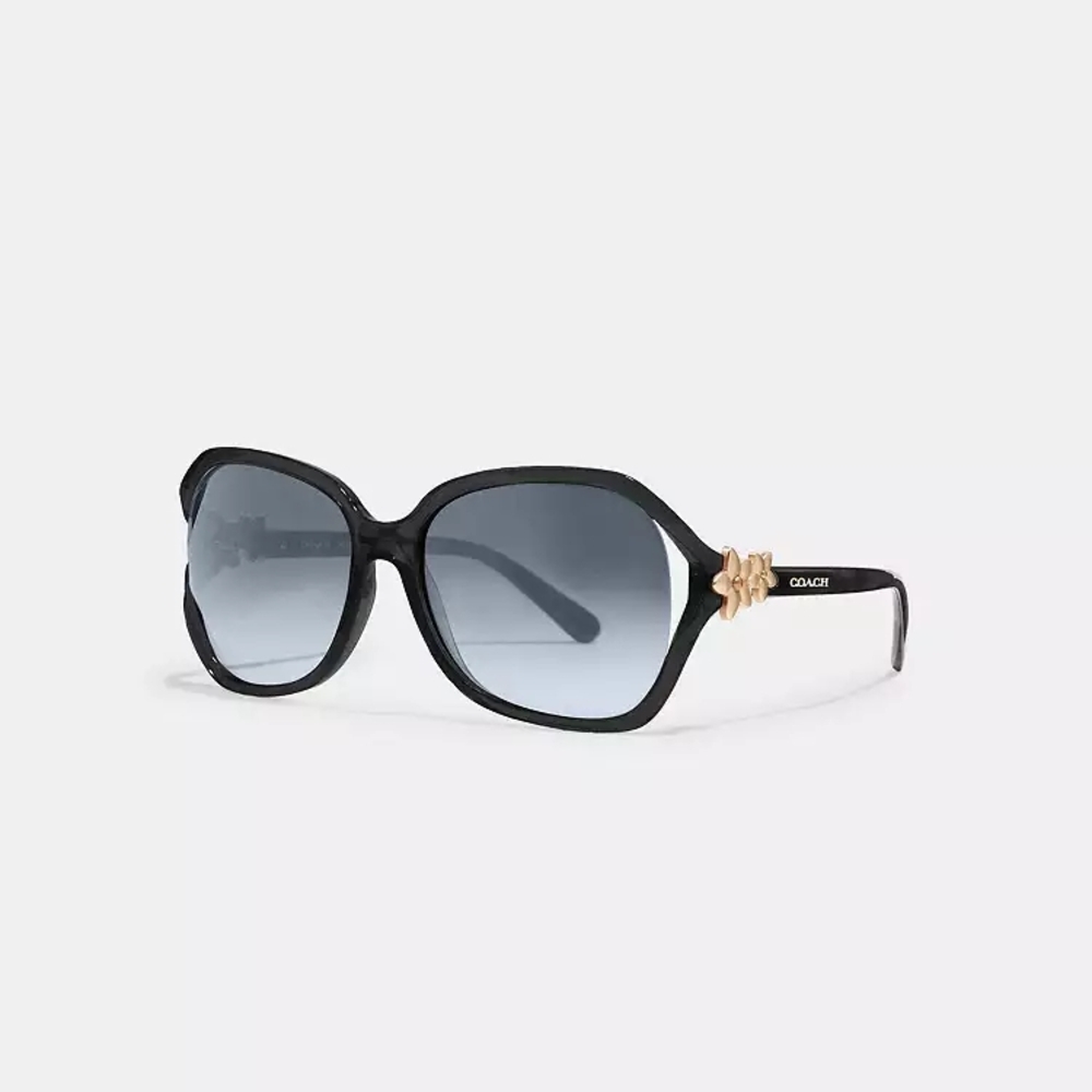 New! Coach Black Women's Integration Flower 🌸 Sunglasses with Gold Accents - Picture 2 of 2